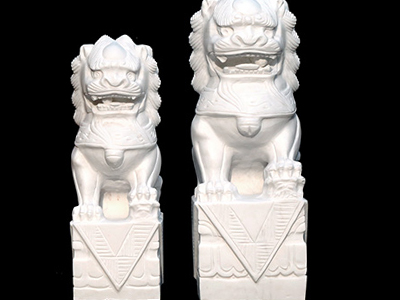 精雕漢白玉石獅子48-58厘米