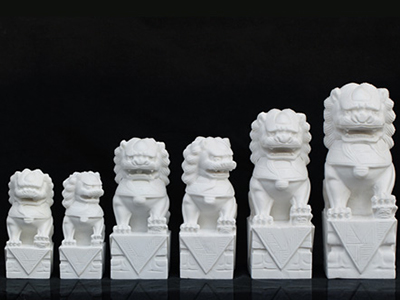 精雕漢白玉正臉石獅子20-35厘米